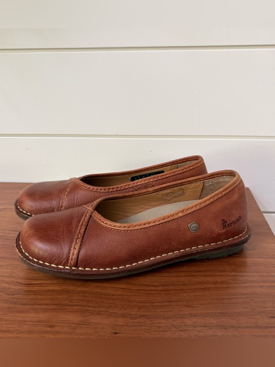 Dr. Martens Shoes - Vintage Dr. Martens Brown Leather Ballet Flats Shoes Sz 5 Slip Ons Classic Boho